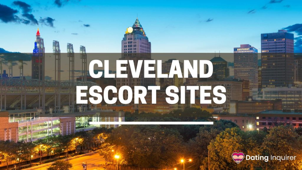 cleveland dowtown at night with overlay of escort sites