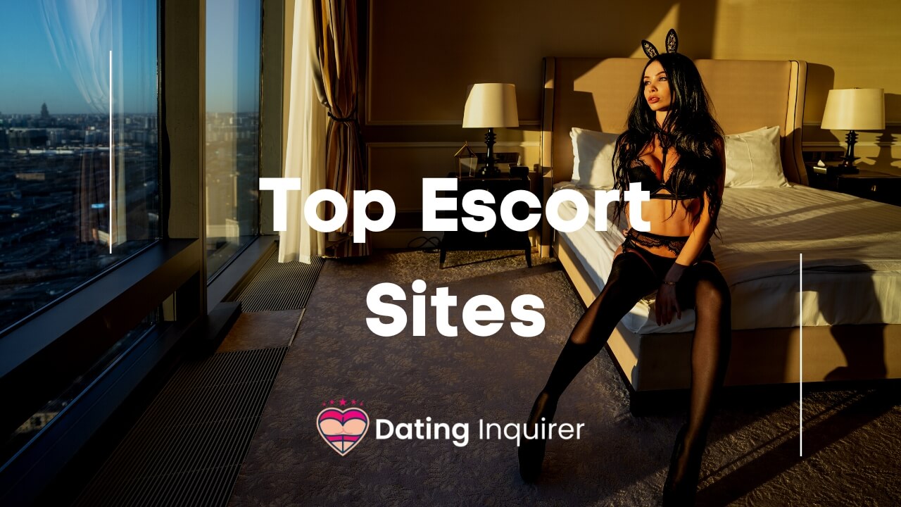 escort in hotel room with top escort sites overlay