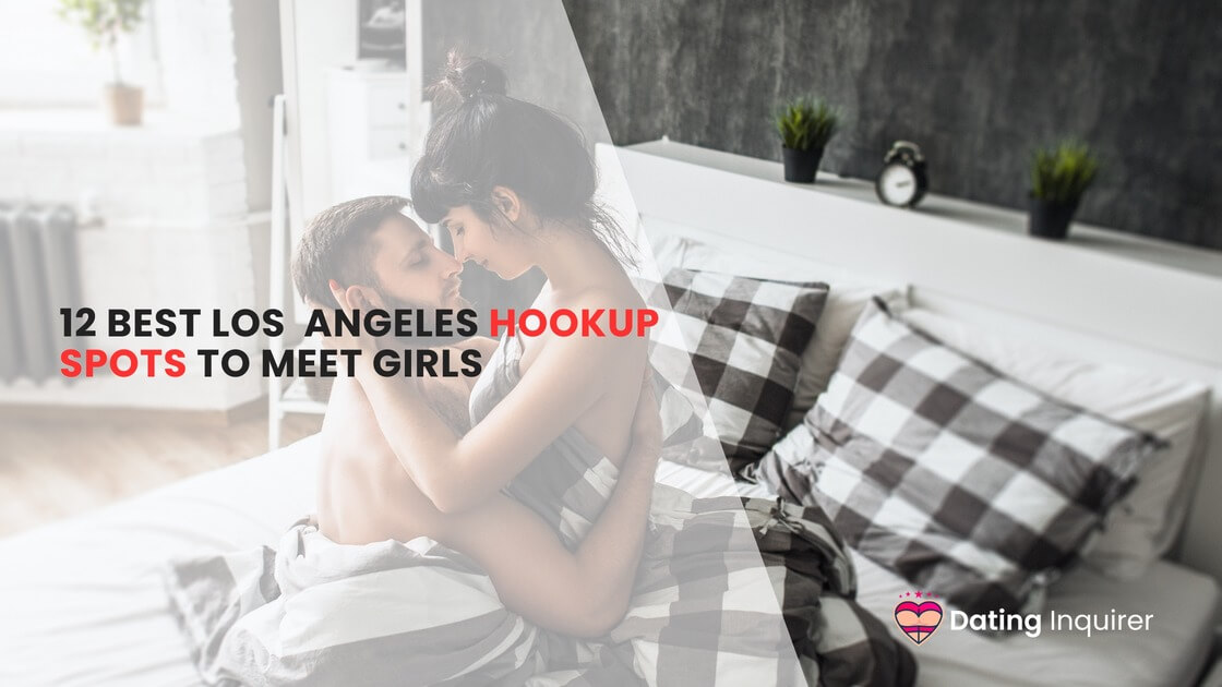 a woman and man from los angeles is kissing during their hookup in bed